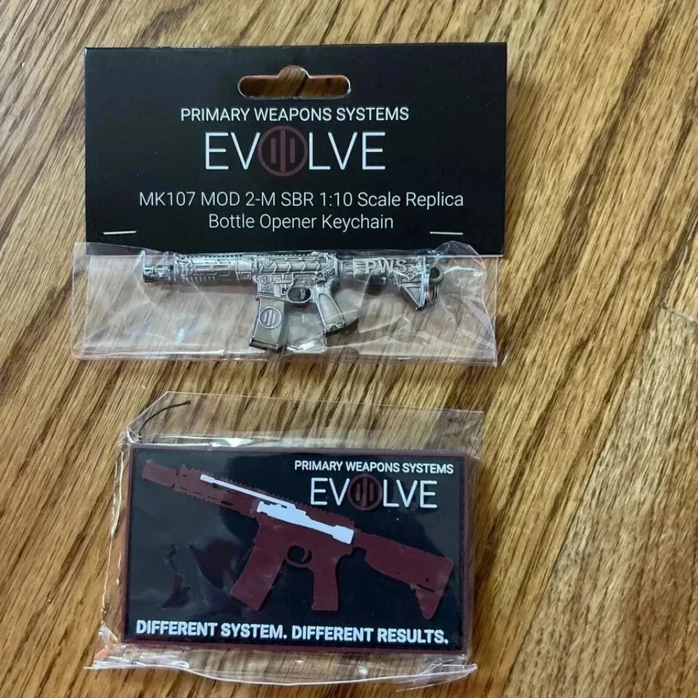NEW 2x Primary Weapons Systems Evolve Bottle Opener Keychain + Hook & Loop Patch
